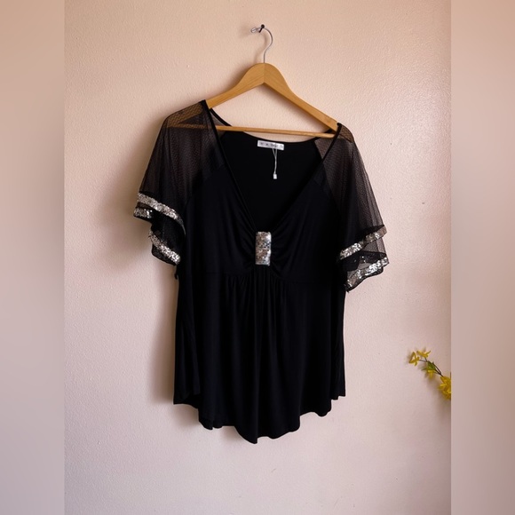 Rosegal plus size 2 X Spandex with Sequin  dress black blose - Picture 1 of 13